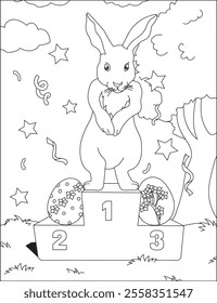 Rabbit easter coloring page vector