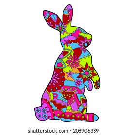 Rabbit in easter colors