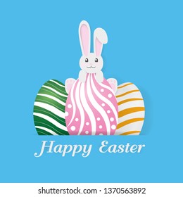 A Rabbit and Easter Day. Happy Easter Card.