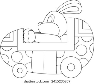 Rabbit Easter Easter egg Car Animal Vector Graphic Art Illustration
