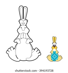 Rabbit and Easter egg coloring book. Traditional Easters Bunny and beautiful multicolored egg