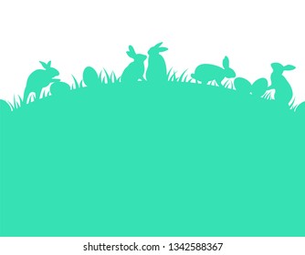 Rabbit and Easter egg flat style. Easter day background design. Illustration.