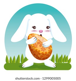 rabbit and easter egg with flowers decoration
