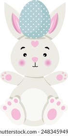 Rabbit with an Easter egg on her head