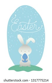 rabbit with easter egg painted and font in the camp
