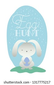 rabbit with easter egg painted and font in the camp