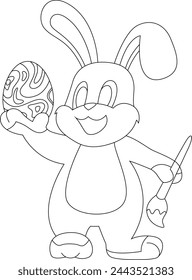 Conejo Pascua Huevo de Pascua Pintura Animal Vector Ilustración de arte gráfico