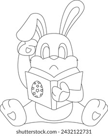 Conejo Pascua Huevo de Pascua Lectura Animal Vector Ilustración de arte gráfico