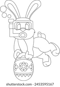 Rabbit Easter Easter egg Swimming Animal Vector Graphic Art Illustration