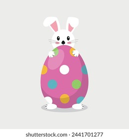 Rabbit with Easter egg. Vector graphics in cartoon style