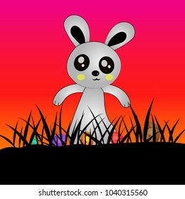 Rabbit and Easter egg.  vector illustration.