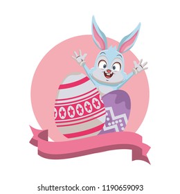 Rabbit with easter eggs