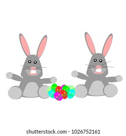 Rabbit Easter eggs illustration Vector for Easter day