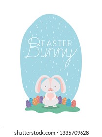 rabbit with easter eggs painted and font in the camp