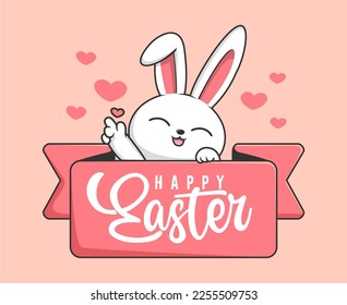 Rabbit Easter Happy Easter Day - Cute Bunny Easter Label