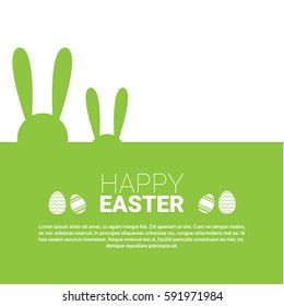 Rabbit Easter Holiday Bunny Symbols Greeting Card Vector Illustration