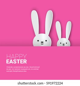 Rabbit Easter Holiday Bunny Symbols Greeting Card Vector Illustration
