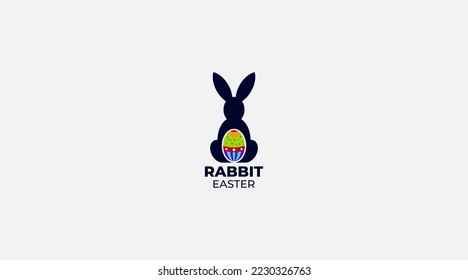 Rabbit Easter Logo design Vector