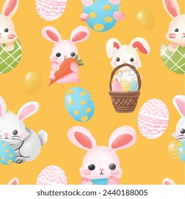 Rabbit and easter pattern seamless pattern background.