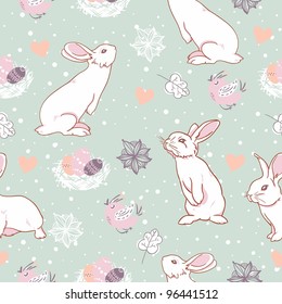 Rabbit easter seamless pattern