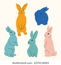 rabbit easter spring element hand drawn illustration