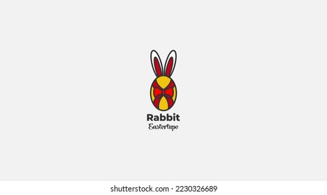 Rabbit Easter tape vector logo design icon template