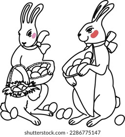 rabbit Easter vector set Easter 