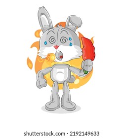 the rabbit eat hot chilie mascot. cartoon vector