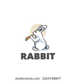 Rabbit eat simple design mascot