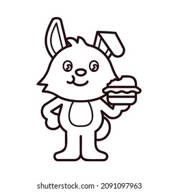 Rabbit Eating Burger Color Pages