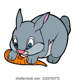ilustración vectorial de consumo de conejo, aislado en fondo blanco, vista superior