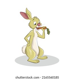 Rabbit Eats Carrot In My Friends Tigger Pooh Cartoon Icon Handdrawn Colored Design