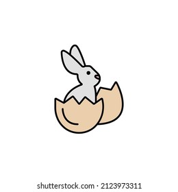 rabbit, egg, easter line colored icon. Signs and symbols can be used for web, logo, mobile app, UI, UX