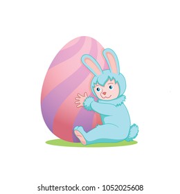 Rabbit with egg. Happy easter.