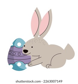 rabbit with egg painted icon