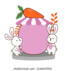 Rabbit and egg shop. Vector Easter Holiday Design Template for Coupon, Banner, Voucher or Promotional Poster.