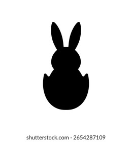 Rabbit with egg silhouette vector flat illustration design.