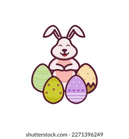 rabbit and egg vector design 