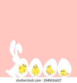 rabbit and eggs. chickens. Easter