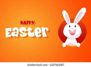 Rabbit and eggs in Easter day.Bunny Ears Vector