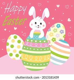 Rabbit and eggs ornament for easter card