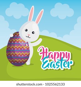 rabbit with eggs painted easter celebration