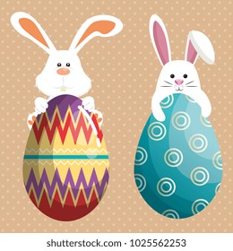 rabbit with eggs painted easter celebration