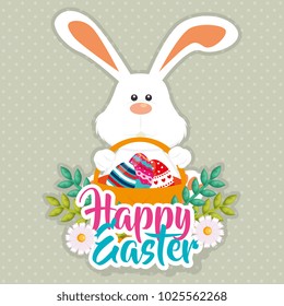 rabbit with eggs painted easter celebration