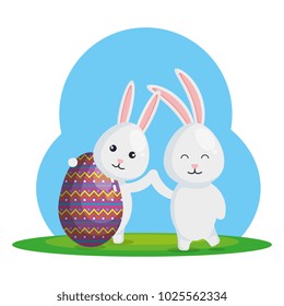 rabbit with eggs painted easter celebration