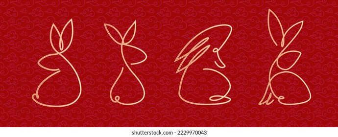 Rabbit elegant minimal gold line style
