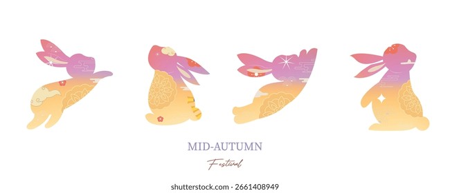 rabbit element object for mid-autumn graphic design