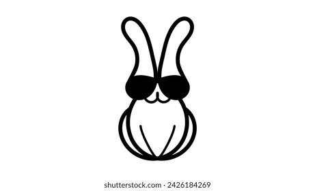 Rabbit emblem, black isolated silhouette