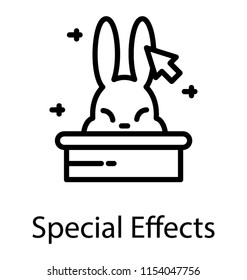
A rabbit emerging from magician's cap depicting special effects 
