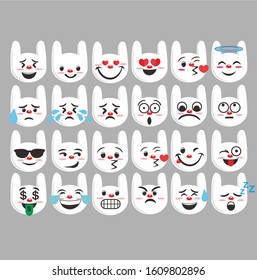 rabbit emoticon cartoon character vector
